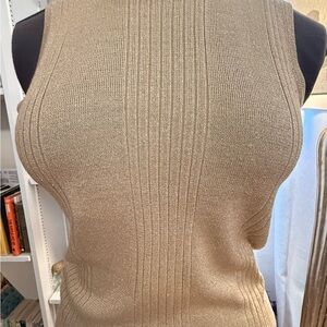 Wasserman GoldenMetallic Silk Sleeveless Turtleneck Top Women’s Medium Classic